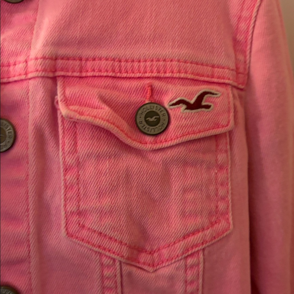 VTG Hollister Bright Pink Cropped Denim Jacket - Picture 6 of 7